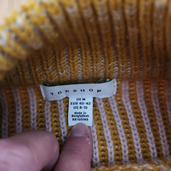 TOPSHOP Mock Neck Sweater Mustard Yellow size 8-10 MEDIUM - Picture 7 of 11